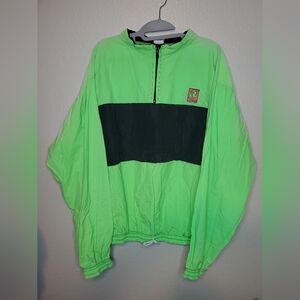 Vintage Neon Green and Black Windbreaker